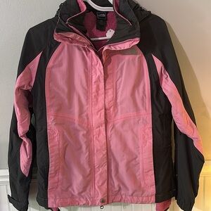 Women's North Face pink and dark gray